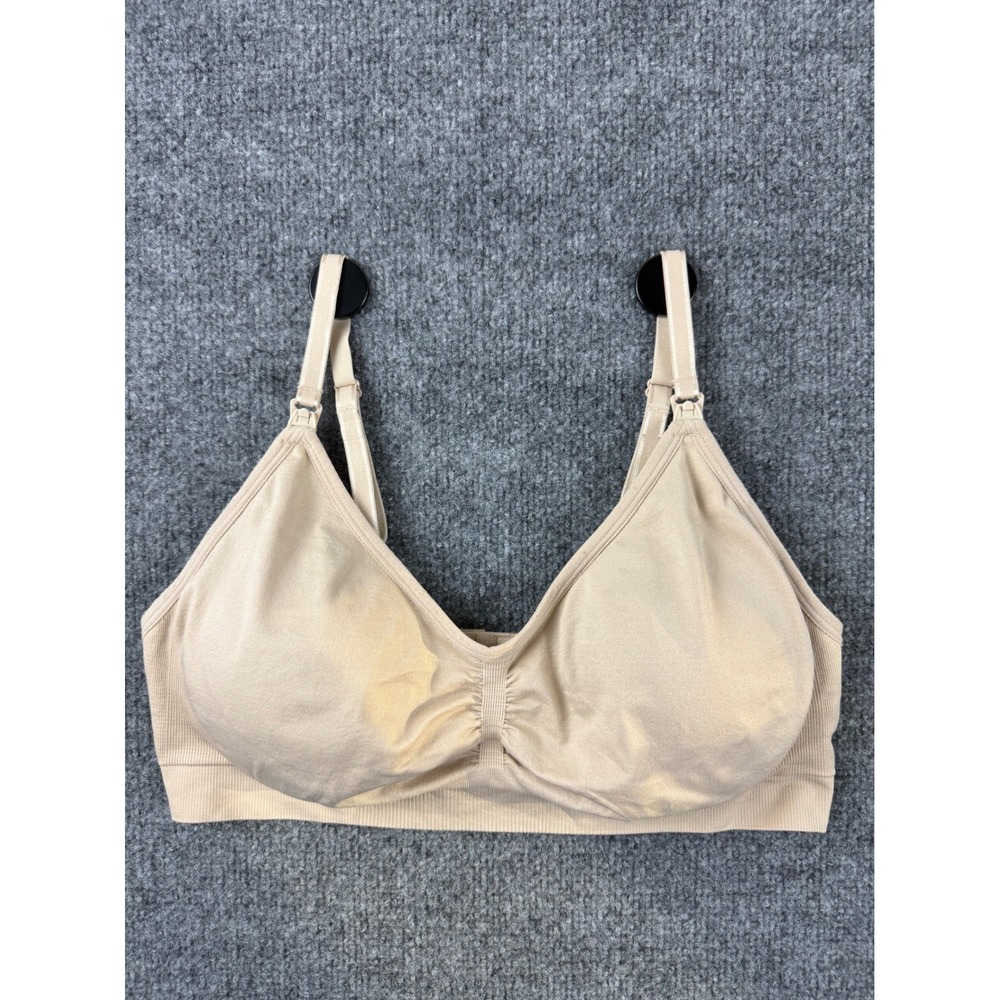 Motherhood Maternity Seamless Nursing Bra Beige Nude XL Wireless Breastfeeding